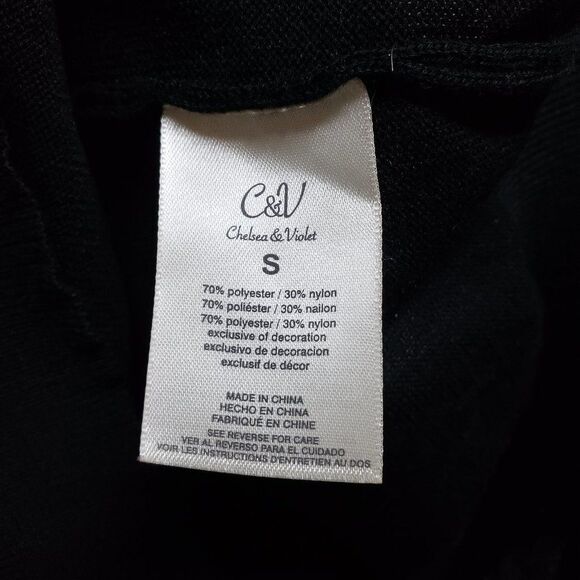 Chelsea & Violet S Multi Media Black Long Sleeve Sweatshirt Top - Picture 7 of 7